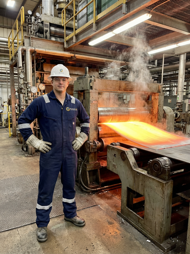 Trabalhador aplicando tecnologia em produção